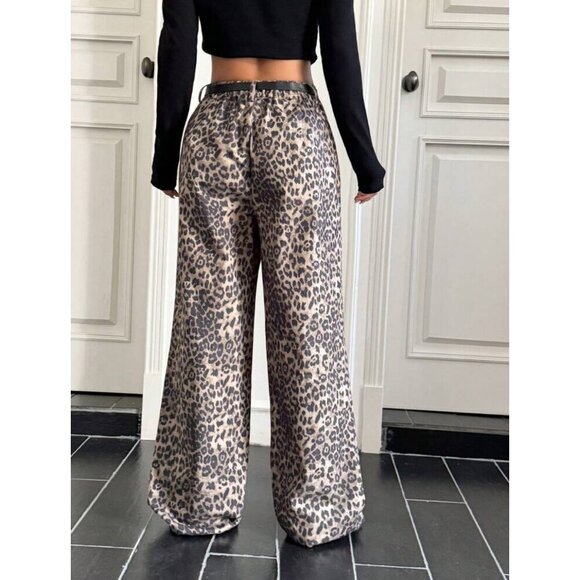 leopard print loose fit denim pants - Picture 2 of 4